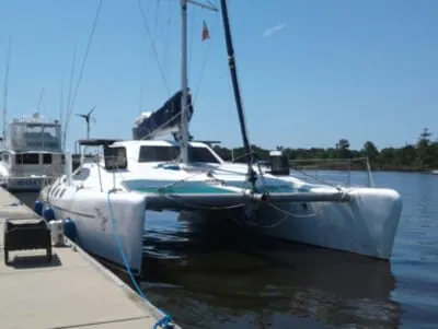 An F-41 Ferrier sailing catamaran