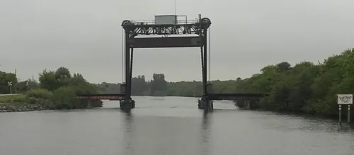 The Port Mayaca railroad lift bridge spanning the waterway
