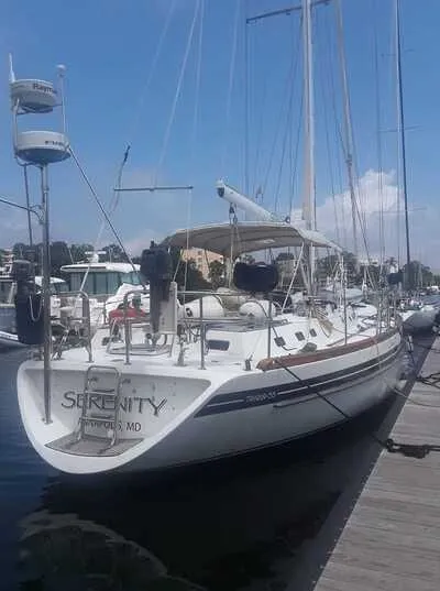 A Tayana 55 cruising sailboat